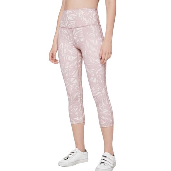 Lululemon Wunder Under High-Rise Luxtreme leggings Shadow Leaf Light Ivory SZ 6 - Picture 1 of 8